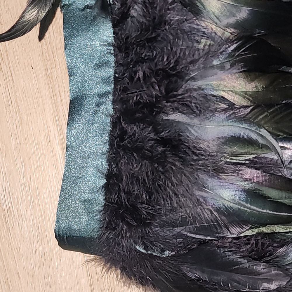 NAEEM KHAN EUC FEATHER LAYERED DEEPEST BLACK EMERALD LINED PENCIL SKIRT SIZE 12 - Picture 4 of 10